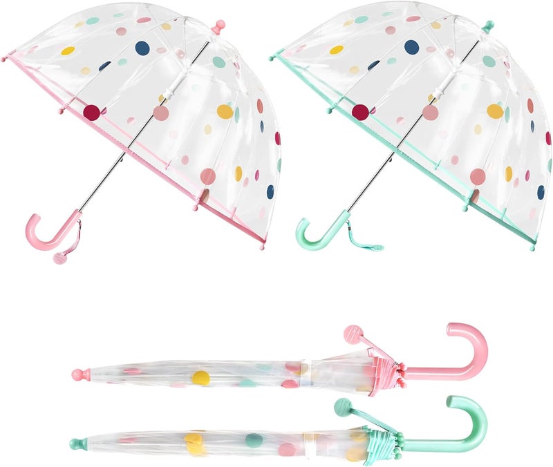 RONIARE 2 Pack Kids Clear Umbrellas for Rain Dome Bubble Umbrella Windproof for Toddler Boys Girls - Image 5